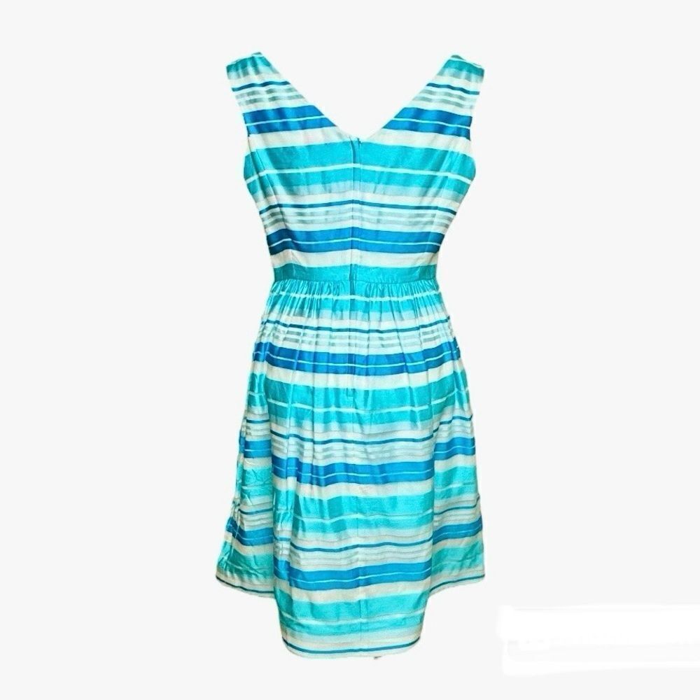 Lilly Pulitzer Kiera Turquoise Striped Fit and Flare Dress - Picture 5 of 11